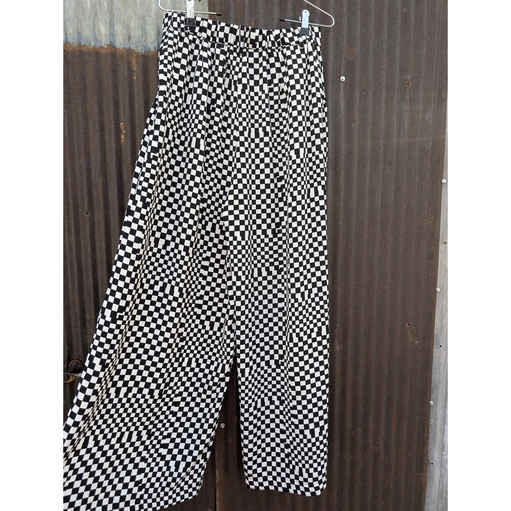 Tronjori Checkered Wide Leg Palazzo Pants Women Medium Indie Skater Anime High